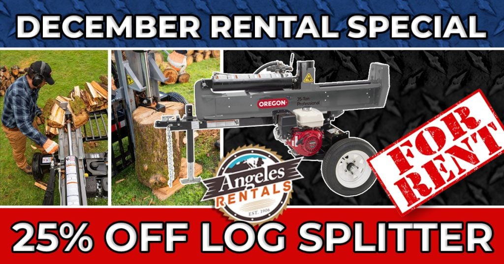 December Special – 25% OFF Log Splitter Rental